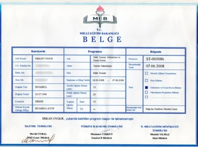 Erkan Uygur - T.C. Milli Eğitim Bakanlığı Sıhhi Tesisat Geliştirme ve Uyum Kursu